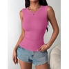 Zeagoo Womens Sleeveless Crewneck Ribbed Tank Tops Casual Basic Summer Top(Hot Pink)