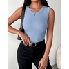 Zeagoo Womens Sleeveless Crewneck Ribbed Tank Tops Casual Basic Summer Top(Light Blue)