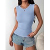 Zeagoo Womens Sleeveless Crewneck Ribbed Tank Tops Casual Basic Summer Top(Light Blue)