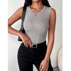 Zeagoo Womens Sleeveless Crewneck Ribbed Tank Tops Casual Basic Summer Top(Light Grey)