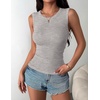 Zeagoo Womens Sleeveless Crewneck Ribbed Tank Tops Casual Basic Summer Top(Light Grey)