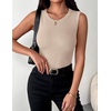 Zeagoo Womens Sleeveless Crewneck Ribbed Tank Tops Casual Basic Summer Top(Light Khaki)