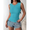 Zeagoo Womens Sleeveless Crewneck Ribbed Tank Tops Casual Basic Summer Top(Peacock Blue)