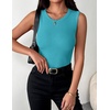 Zeagoo Womens Sleeveless Crewneck Ribbed Tank Tops Casual Basic Summer Top(Peacock Blue)