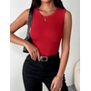 Zeagoo Womens Sleeveless Crewneck Ribbed Tank Tops Casual Basic Summer Top(Red)