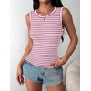 Zeagoo Womens Sleeveless Crewneck Ribbed Tank Tops Casual Basic Summer Top(Rose Pink Stripe)