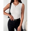 Zeagoo Womens Sleeveless Crewneck Ribbed Tank Tops Casual Basic Summer Top(White)