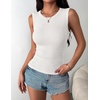 Zeagoo Womens Sleeveless Crewneck Ribbed Tank Tops Casual Basic Summer Top(White)