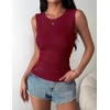 Zeagoo Womens Sleeveless Crewneck Ribbed Tank Tops Casual Basic Summer Top(Wine Red)