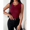 Zeagoo Womens Sleeveless Crewneck Ribbed Tank Tops Casual Basic Summer Top(Wine Red)