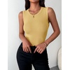 Zeagoo Womens Sleeveless Crewneck Ribbed Tank Tops Casual Basic Summer Top(Yellow)