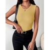 Zeagoo Womens Sleeveless Crewneck Ribbed Tank Tops Casual Basic Summer Top(Yellow)