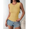 Zeagoo Womens Sleeveless Crewneck Ribbed Tank Tops Casual Basic Summer Top(Yellow)