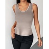 Zeagoo Womens Sleeveless Scoop Neck Tank Tops Ribbed Fitted Basic Tops 2026(A-tw541 Stripe Brown White)
