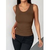 Zeagoo Womens Sleeveless Scoop Neck Tank Tops Ribbed Fitted Basic Tops 2026(Brown)