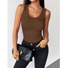 Zeagoo Womens Sleeveless Scoop Neck Tank Tops Ribbed Fitted Basic Tops 2026(Brown)