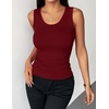 Zeagoo Womens Sleeveless Scoop Neck Tank Tops Ribbed Fitted Basic Tops 2026(Wine Red)