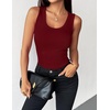 Zeagoo Womens Sleeveless Scoop Neck Tank Tops Ribbed Fitted Basic Tops 2026(Wine Red)