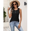 Zeagoo Womens Sleeveless Tank Tops Crew Neck Loose Fit Button Summer Tops(Black)