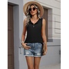 Zeagoo Womens Sleeveless Tank Tops Crew Neck Loose Fit Button Summer Tops(Black)