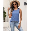 Zeagoo Womens Sleeveless Tank Tops Crew Neck Loose Fit Button Summer Tops(Blue)