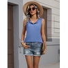 Zeagoo Womens Sleeveless Tank Tops Crew Neck Loose Fit Button Summer Tops(Blue)