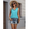 Zeagoo Womens Sleeveless Tank Tops Crew Neck Loose Fit Button Summer Tops(Green)