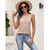 Zeagoo Womens Sleeveless Tank Tops Crew Neck Loose Fit Button Summer Tops(Khaki)