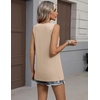 Zeagoo Womens Sleeveless Tank Tops Crew Neck Loose Fit Button Summer Tops(Khaki)