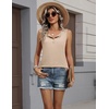 Zeagoo Womens Sleeveless Tank Tops Crew Neck Loose Fit Button Summer Tops(Khaki)