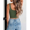 Zeagoo Women’s Square Neck Crop Tops Cute Double Layer Casual Slim Tank(Army Green)
