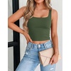Zeagoo Women’s Square Neck Crop Tops Cute Double Layer Casual Slim Tank(Army Green)