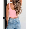 Zeagoo Women’s Square Neck Crop Tops Cute Double Layer Casual Slim Tank(Baby Pink)