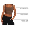 Zeagoo Women’s Square Neck Crop Tops Cute Double Layer Casual Slim Tank(Brown)