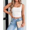 Zeagoo Women’s Square Neck Crop Tops Cute Double Layer Casual Slim Tank(B_white)