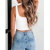 Zeagoo Women’s Square Neck Crop Tops Cute Double Layer Casual Slim Tank(B_white)