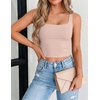 Zeagoo Women’s Square Neck Crop Tops Cute Double Layer Casual Slim Tank(Champagne)