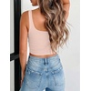 Zeagoo Women’s Square Neck Crop Tops Cute Double Layer Casual Slim Tank(Champagne)