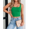 Zeagoo Women’s Square Neck Crop Tops Cute Double Layer Casual Slim Tank(Green)
