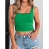 Zeagoo Women’s Square Neck Crop Tops Cute Double Layer Casual Slim Tank(Green)