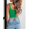 Zeagoo Women’s Square Neck Crop Tops Cute Double Layer Casual Slim Tank(Green)