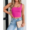 Zeagoo Women’s Square Neck Crop Tops Cute Double Layer Casual Slim Tank(Hot Pink)