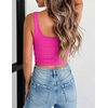Zeagoo Women’s Square Neck Crop Tops Cute Double Layer Casual Slim Tank(Hot Pink)