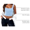 Zeagoo Women’s Square Neck Crop Tops Cute Double Layer Casual Slim Tank(Light Blue)