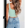 Zeagoo Women’s Square Neck Crop Tops Cute Double Layer Casual Slim Tank(Mint Green)
