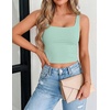 Zeagoo Women’s Square Neck Crop Tops Cute Double Layer Casual Slim Tank(Mint Green)
