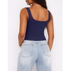 Zeagoo Women’s Square Neck Crop Tops Cute Double Layer Casual Slim Tank(Navy Blue)