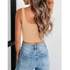 Zeagoo Women’s Square Neck Crop Tops Cute Double Layer Casual Slim Tank(Nude)