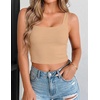 Zeagoo Women’s Square Neck Crop Tops Cute Double Layer Casual Slim Tank(Nude)
