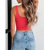 Zeagoo Women’s Square Neck Crop Tops Cute Double Layer Casual Slim Tank(Red)